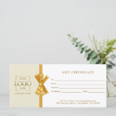 Elegant Chic Beige Gold Business Gift Certificate (Staand voorkant)