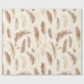 Elegant Chic Beige Golden Pampas Grass Pattern Cadeaupapier (Vlak)
