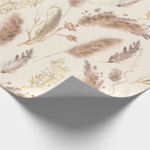 Elegant Chic Beige Golden Pampas Grass Pattern Cadeaupapier (Hoek)