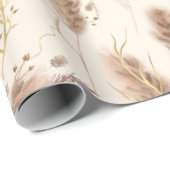 Elegant Chic Beige Golden Pampas Grass Pattern Cadeaupapier (Rol Hoek)
