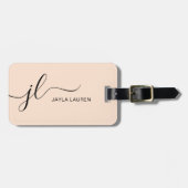 Elegant Chic Beige Monogram Gepersonaliseerd Bagagelabel (Voorkant horizontaal)