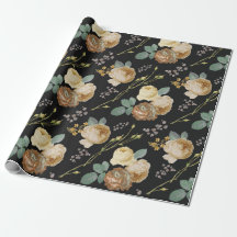 Elegant Chic Beige Rozen Floral on Black
