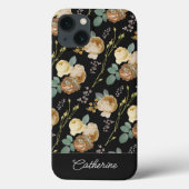 Elegant Chic Beige Rozen Floral on Black Case-Mate iPhone Case (Achterkant)