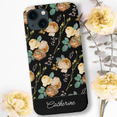 Elegant Chic Beige Rozen Floral on Black Case-Mate iPhone Case