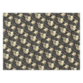 Elegant Chic Beige Rozen Floral on Black Tafelkleed (Voorkant (Horizontaal))