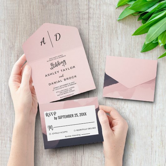 Elegant chic berg All-in-One Wedding Invite All In One Uitnodiging