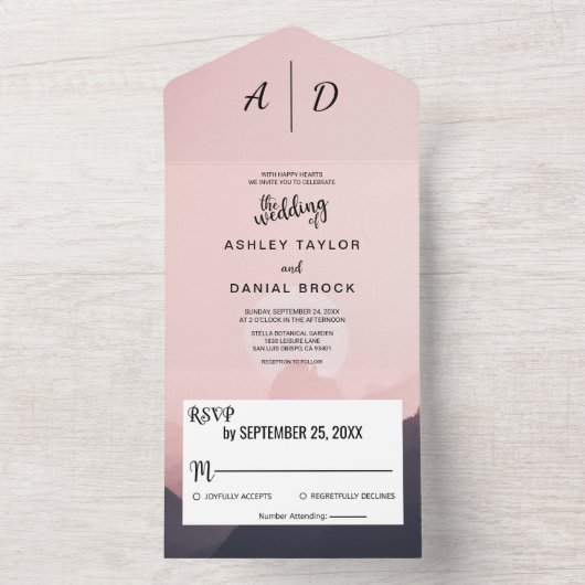 Elegant chic berg All-in-One Wedding Invite All In One Uitnodiging (Binnen)