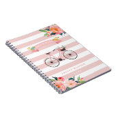 Elegant Chic Bicycle Floral Girly Pink Stripes Notitieboek (Rechterzijde)