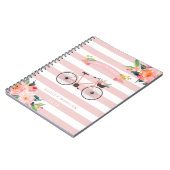 Elegant Chic Bicycle Floral Girly Pink Stripes Notitieboek (Linkerzijde)
