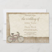 Elegant Chic  Bicycle Rustic Wood Wedding Kaart (Voorkant)