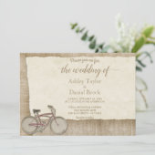 Elegant Chic  Bicycle Rustic Wood Wedding Kaart (Staand voorkant)