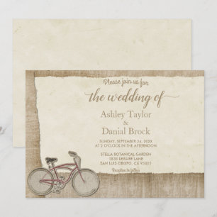 Elegant Chic  Bicycle Rustic Wood Wedding Kaart