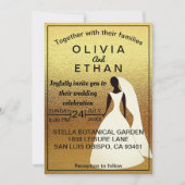 Elegant chic black and gold Wedding Invitation Kaart (Voorkant)