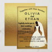 Elegant chic black and gold Wedding Invitation Kaart (Voorkant / Achterkant)