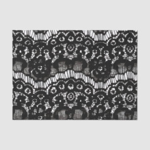 Elegant chic black and white frans floral lace tissuepapier