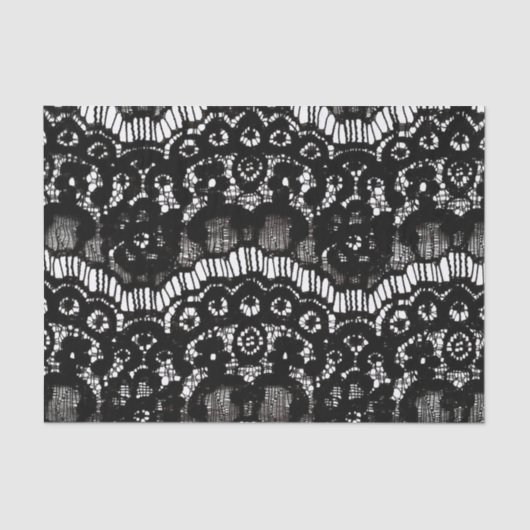 Elegant chic black and white frans floral lace tissuepapier (Voorkant)