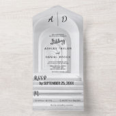 Elegant chic black and white script foto Wedding All In One Uitnodiging (Binnen)
