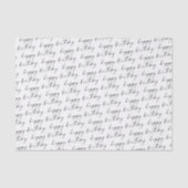 Elegant Chic Black and White Script Happy Birthday Tissuepapier (Voorkant)