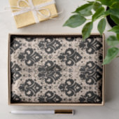 Elegant  Chic Black Beige Damask Tissuepapier (Geschenk)