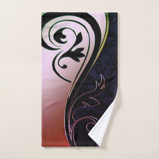 Elegant Chic Black Damask Gold Swirls Bad Handdoek (Handdoek)