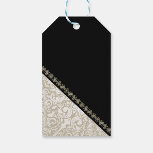 Elegant Chic Black Damask Hartelijk dank Cadeaulabel (Achterkant)