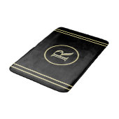 Elegant Chic Black en Gold Custom Monogram Badmat (Gekanteld)