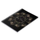 Elegant Chic Black en Gold Floral Script Monogram Notitieboek (Linkerzijde)