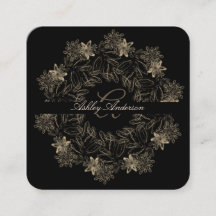 Elegant Chic Black en Gold Floral Script Monogram