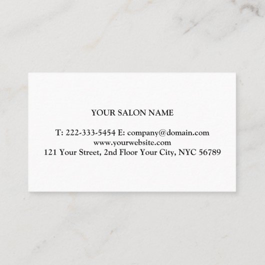 Elegant Chic Black en White Hair Stylist Scissors Visitekaartje (Achterkant)