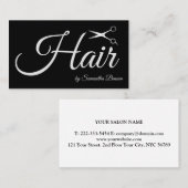 Elegant Chic Black en White Hair Stylist Scissors Visitekaartje (Voorkant / Achterkant)