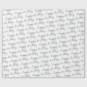 Elegant Chic Black en White Script Happy Birthday Cadeaupapier (Vlak)