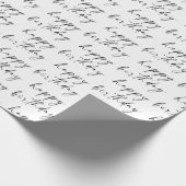 Elegant Chic Black en White Script Happy Birthday Cadeaupapier (Hoek)