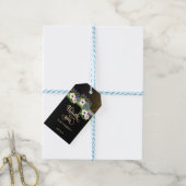 Elegant Chic Black, Floral, Succulturen Dank je Cadeaulabel (Met Touw)