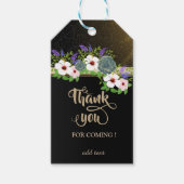 Elegant Chic Black, Floral, Succulturen Dank je Cadeaulabel (Voorkant)