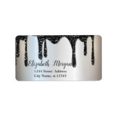 Elegant Chic Black Glitter-druppels Etiket (Voorkant)