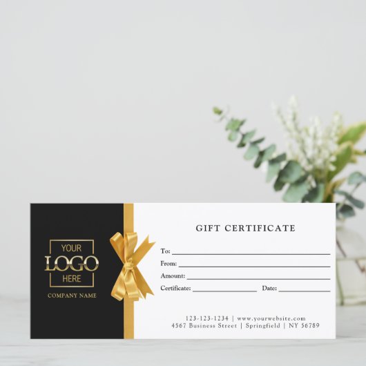 Elegant Chic Black Gold Business Gift Certificate (Staand voorkant)