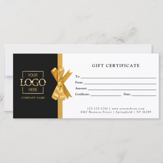 Elegant Chic Black Gold Business Gift Certificate (Voorkant)