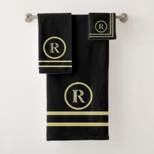 Elegant Chic Black Gold Custom Monogram