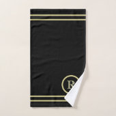 Elegant Chic Black Gold Custom Monogram Bad Handdoek (Handdoek)