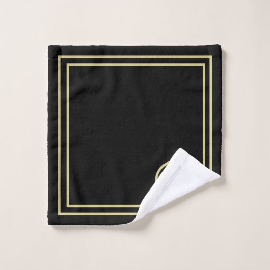 Elegant Chic Black Gold Custom Monogram Bad Handdoek (Wasdoekje)