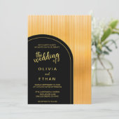 Elegant chic black gold fancy Weddenschap Kaart (Staand voorkant)