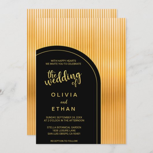 Elegant chic black gold fancy Weddenschap Kaart (Voorkant / Achterkant)