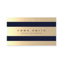 Elegant Chic Black Gold Foil Striped Luxe Blue