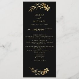 Elegant Chic Black Gold Foliage Weduwen Ontvangen Menu