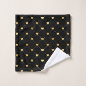 Elegant Chic Black Gold Hearts Patroon Bad Handdoek (Wasdoekje)