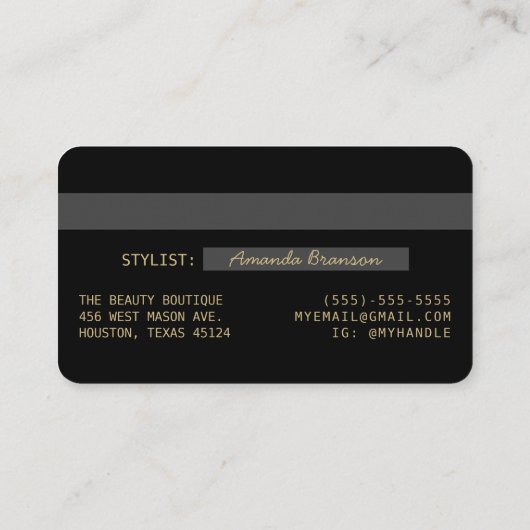 Elegant Chic Black Gold Luxe-creditcard Logo Visitekaartje (Achterkant)