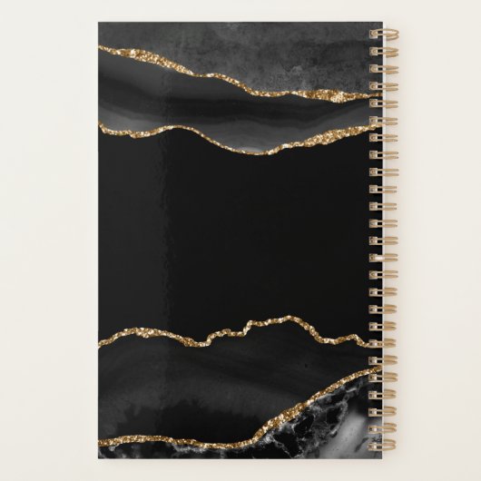 Elegant Chic Black Gold Marble Agate - speciaal aa Planner (Achterkant)