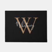 Elegant Chic Black Gold Monogram scriptnaam Deurmat (Voorkant)