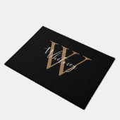 Elegant Chic Black Gold Monogram scriptnaam Deurmat (Schuin)