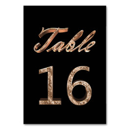 Elegant Chic Black Gold Party Table Number 16 Kaart